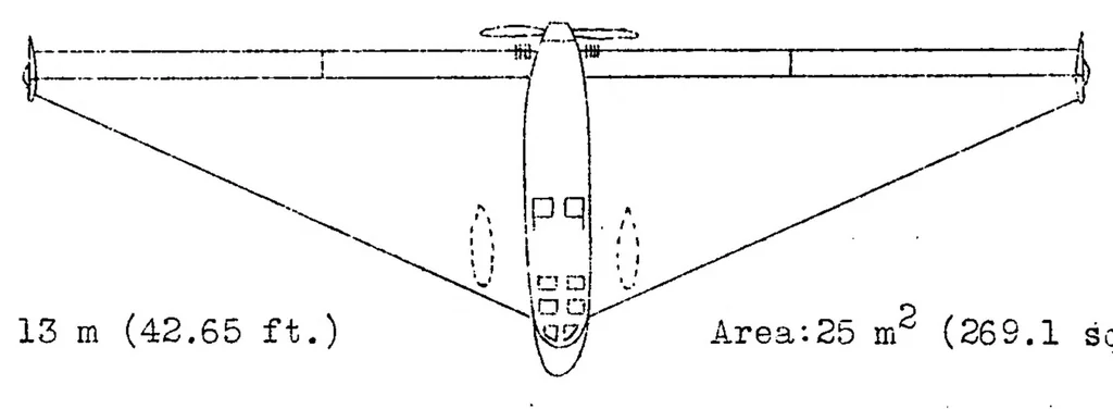 An illustration from The Dreieck I Tailless Airplane (German) : A Low-Wing Cantilever Monoplane, 1932, leaf 4