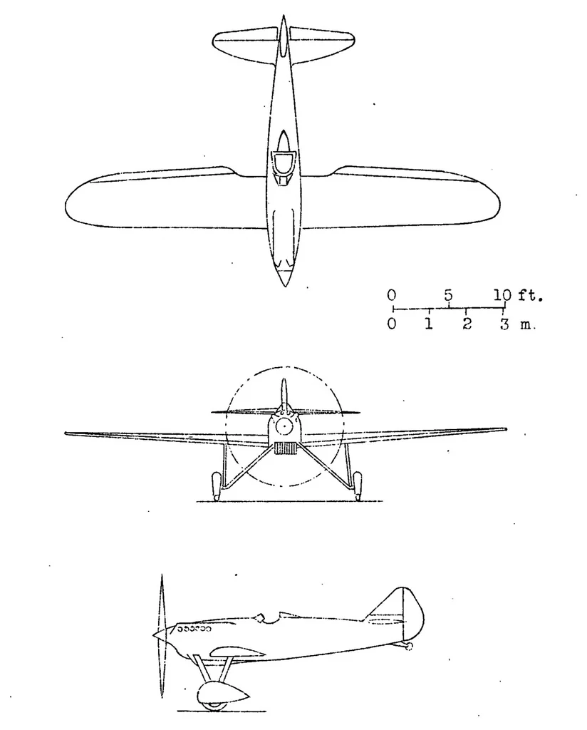 An illustration from The Dewoitine D.500 pursuit airplane (French) : an all-metal cantilever low-wing monoplane, 1933, leaf 6