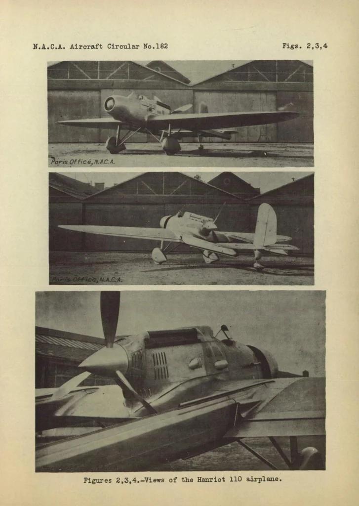An illustration from The Hanriot-Biche 110 C1 airplane (French) : an all-metal low-wing pursuit monoplane, 1933, leaf 13