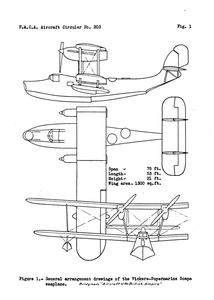 An illustration from The Vickers-Supermarine "Scapa" (British) : a military flying boat, 1936, leaf 7
