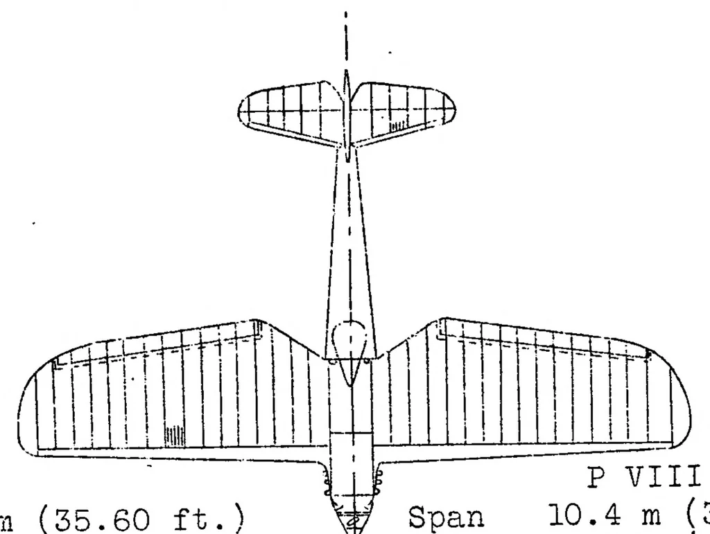 An illustration from Polish P type single-seat fighters : all-metal gull-type wing monoplanes, 1931, leaf 11