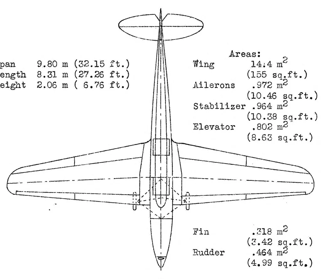 An illustration from Heinkel He 64 C sport airplane (German) : a two-seat low-wing cantilever monoplane, 1933, leaf 6