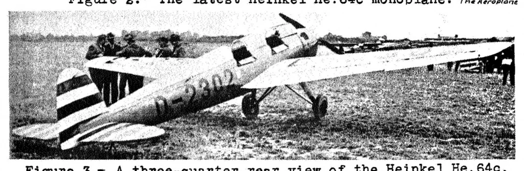 An illustration from Heinkel He 64 C sport airplane (German) : a two-seat low-wing cantilever monoplane, 1933, leaf 7