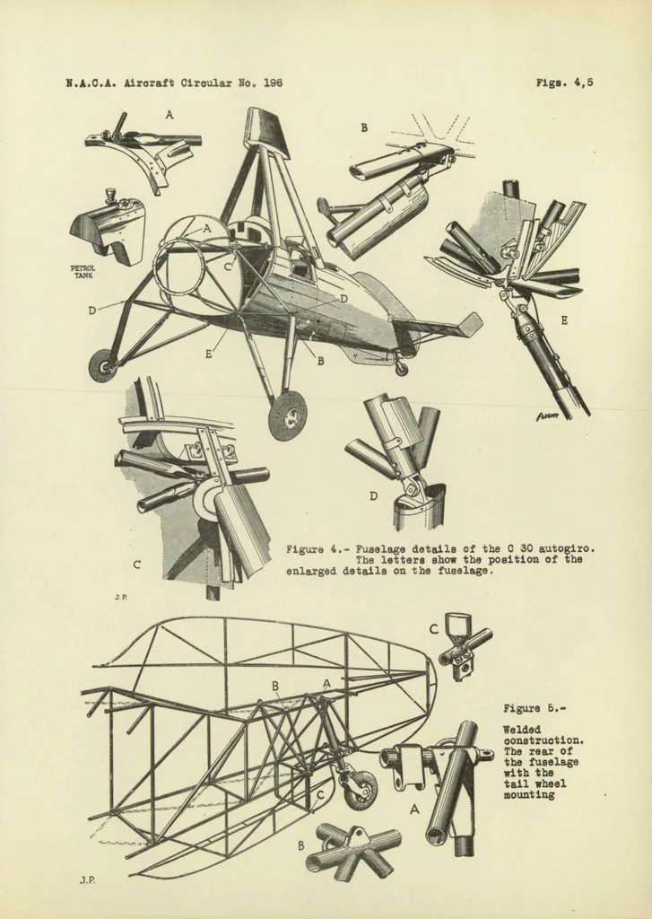 An illustration from Avro C.30 Direct-Control Autogiro (British), 1934, leaf 9