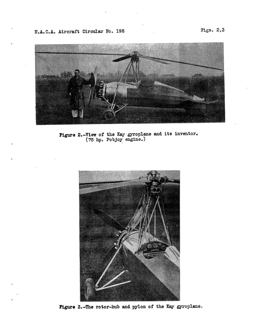 An illustration from Kay 331 gyroplane (British) : all-metal single-seat light rotor plane, 1935, leaf 8