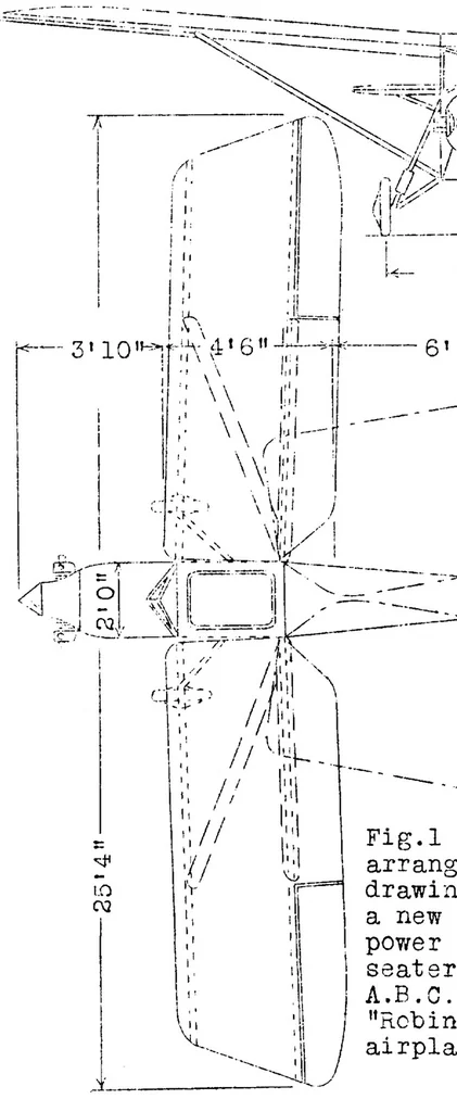 An illustration from The A.B.C. "Robin" (British) : a single-seat cabin monoplane, 1929, leaf 8