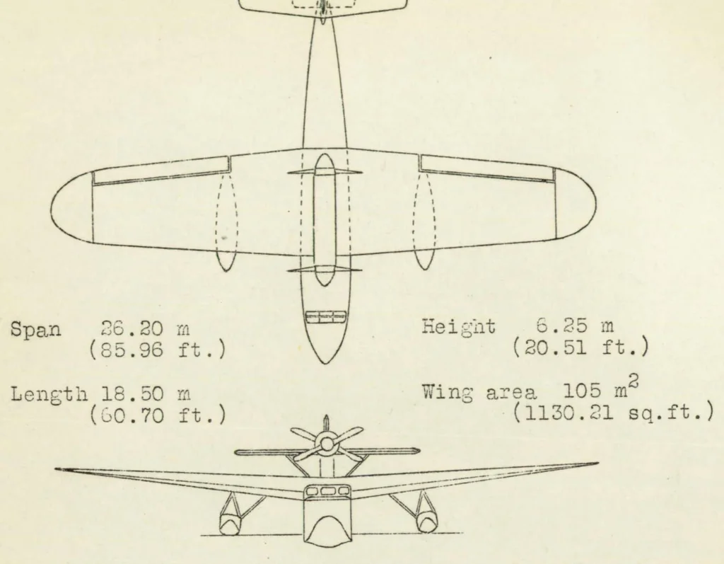 An illustration from The Liore Olivier "Le 0.240" commercial seaplane (French) : a high-wing cantilever monoplane, 1930, leaf 13
