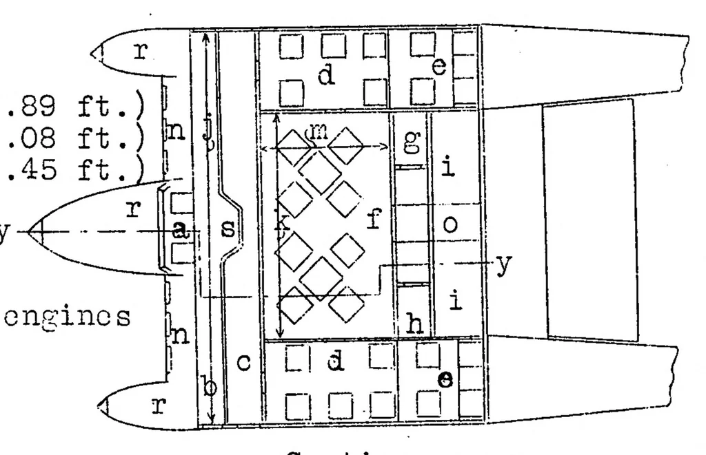 An illustration from The Dyle and Bacalan "DB 70" commercial airplane (French) : an all-metal high-wing monoplane, 1930, leaf 7