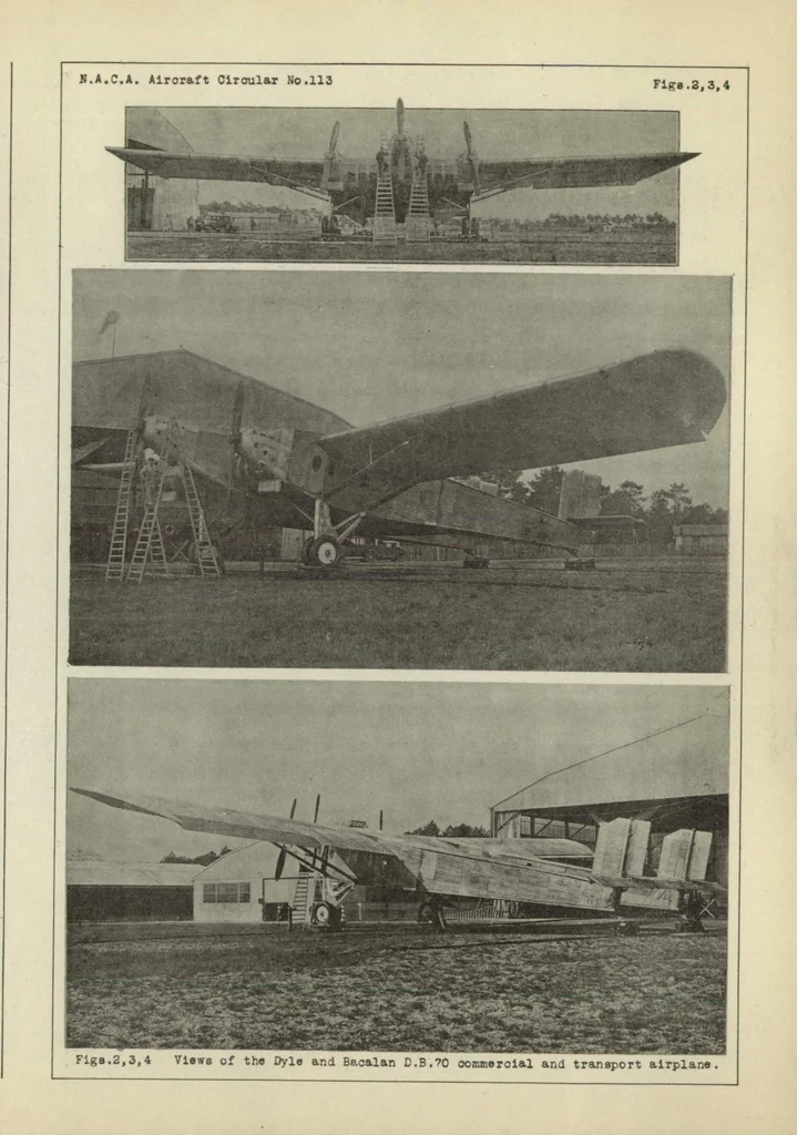An illustration from The Dyle and Bacalan "DB 70" commercial airplane (French) : an all-metal high-wing monoplane, 1930, leaf 8
