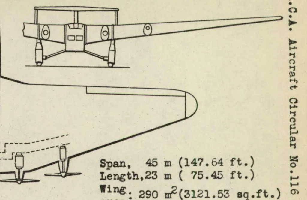 An illustration from The Junkers "G 38" commercial airplane (German) : a giant high-wing monoplane, 1930, leaf 16