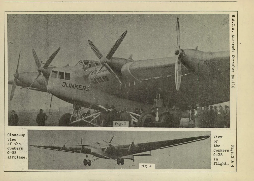 An illustration from The Junkers "G 38" commercial airplane (German) : a giant high-wing monoplane, 1930, leaf 17