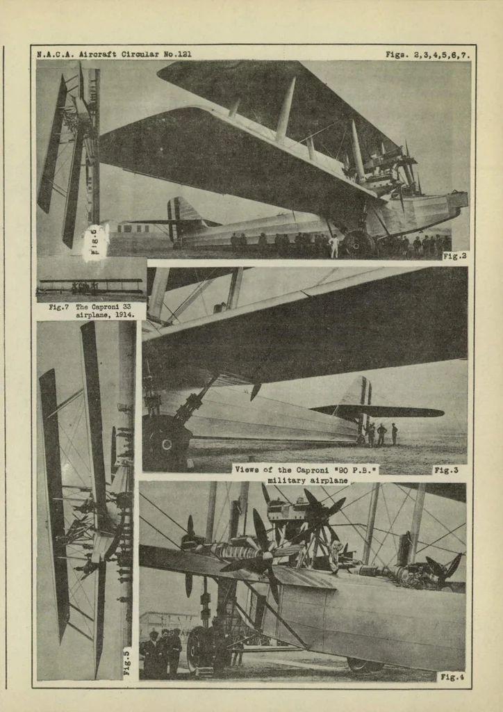 An illustration from The Caproni "90 P.B." military airplane (Italian) : a giant biplane of 6000 horsepower, 1930, leaf 9