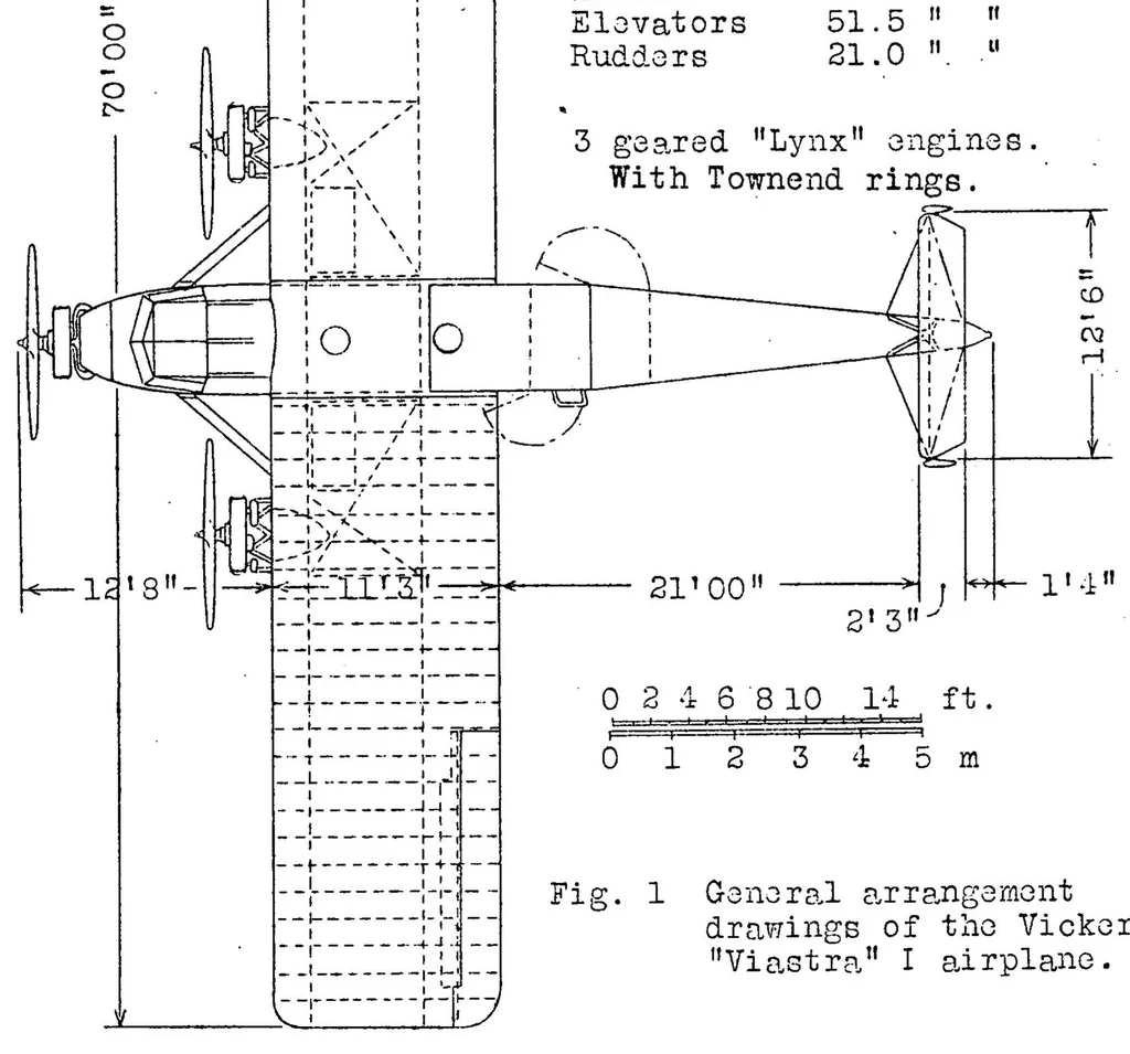 An illustration from Vickers "Viastra I" commercial airplane (British) : a high-wing all-metal semicantilever monoplane, 1930, leaf 10