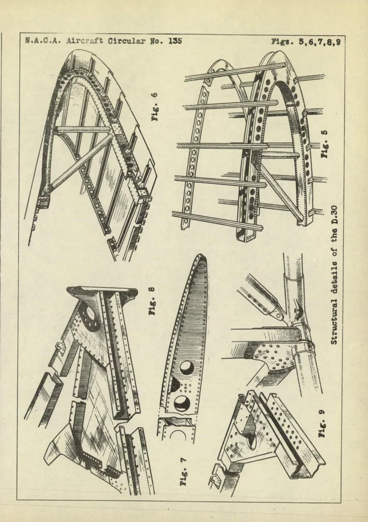 An illustration from The Dewoitine D.30 commercial airplane (French) : a high-wing cantilever monoplane, 1931, leaf 11