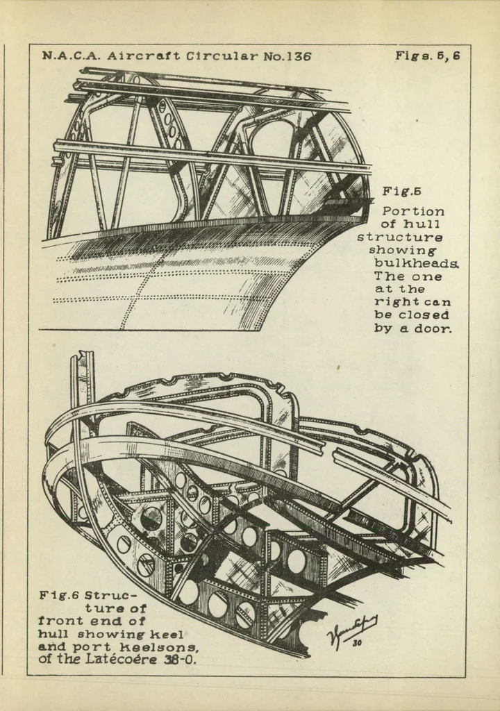 An illustration from Latecoere 38-0 flying boat (French) : a long-range sesquiplane for carrying mail, 1931, leaf 8