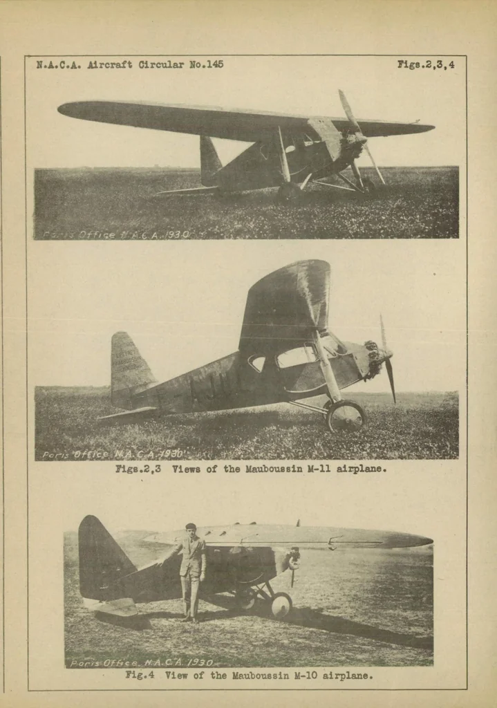 An illustration from The Mauboussin M 11 touring airplane (French) : a two-place high-wing monoplane, 1931, leaf 5