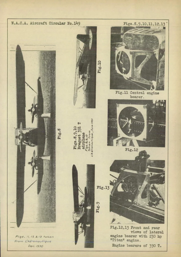 An illustration from Breguet 390 T commercial airplane (French) : a ten-seat all-steel sesquiplane, 1931, leaf 7