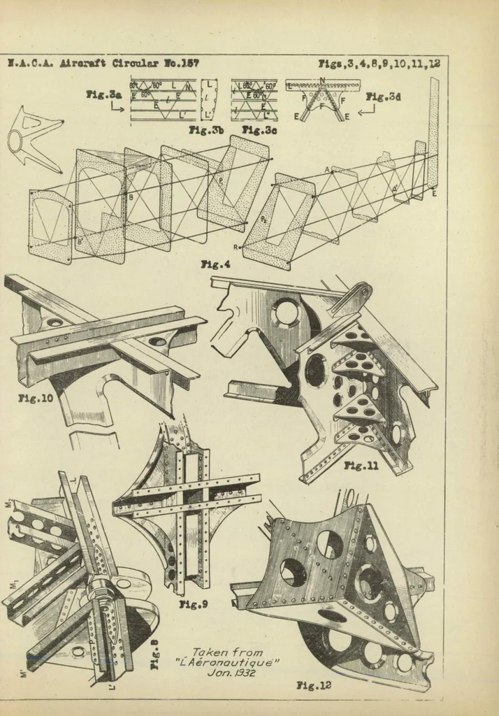 An illustration from The Loire 11 colonial military airplane (French) : a high-wing semicantilever all-metal monoplane, 1932, leaf 11