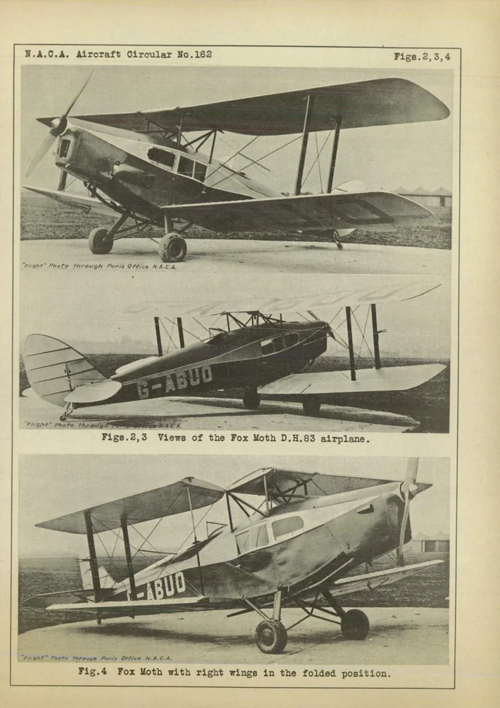 An illustration from The D.H. "Fox Moth" commercial airplane (British) : a three-passenger light cabin biplane, 1932, leaf 7
