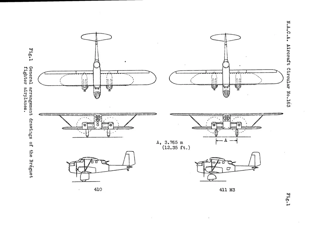 An illustration from The Breguet 410 and 411 Military Airplanes (French): Multiplace Sesquiplane Fighters, 1932, leaf 10