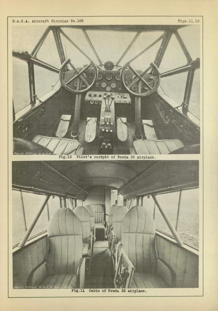 An illustration from The Breda 32 commercial airplane (Italian) : a three-engine all-metal low-wing monoplane, 1932, leaf 12