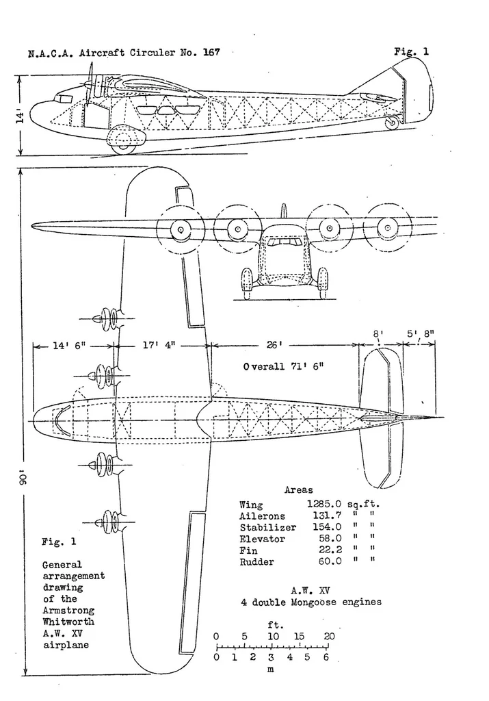 An illustration from Armstrong-Whitworth A.W. XV "Atlanta" airplane (British) : a commercial multiplace cantilever monoplane, 1932, leaf 11