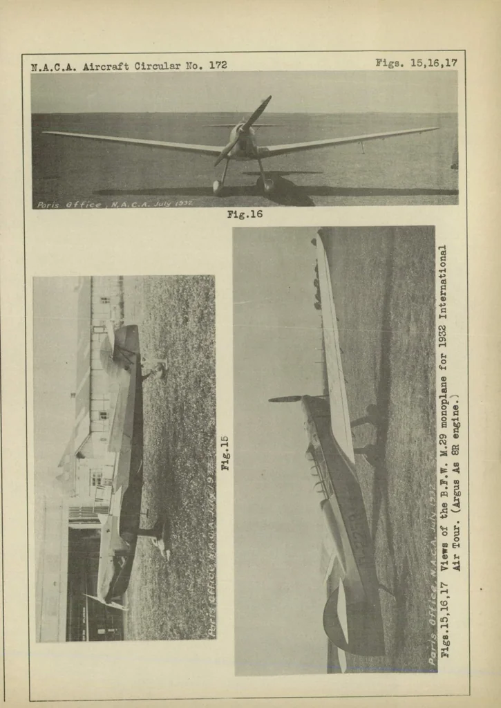 An illustration from The Messerschmidt M.29 touring airplane (German) : a two-seat cantilever monoplane, 1932, leaf 12