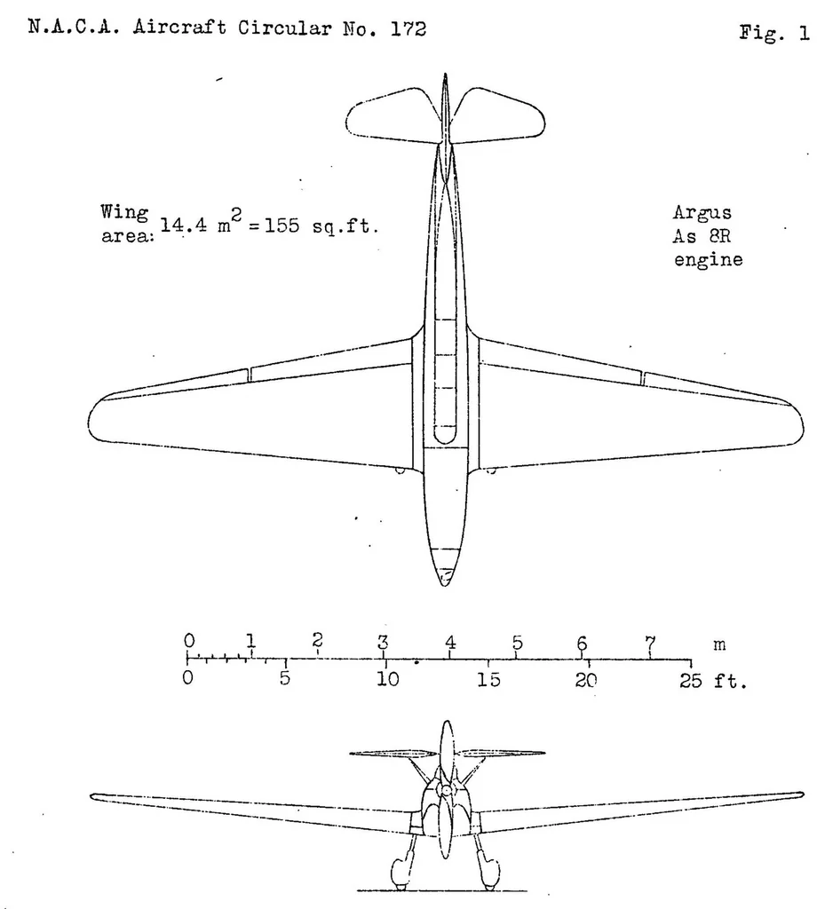 An illustration from The Messerschmidt M.29 touring airplane (German) : a two-seat cantilever monoplane, 1932, leaf 9