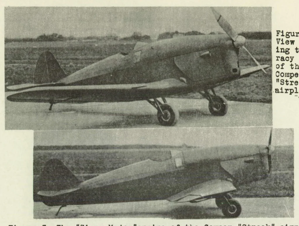 An illustration from The Comper "Streak" single seat airplane (British) : a low-wing cantilever monoplane, 1934, leaf 6