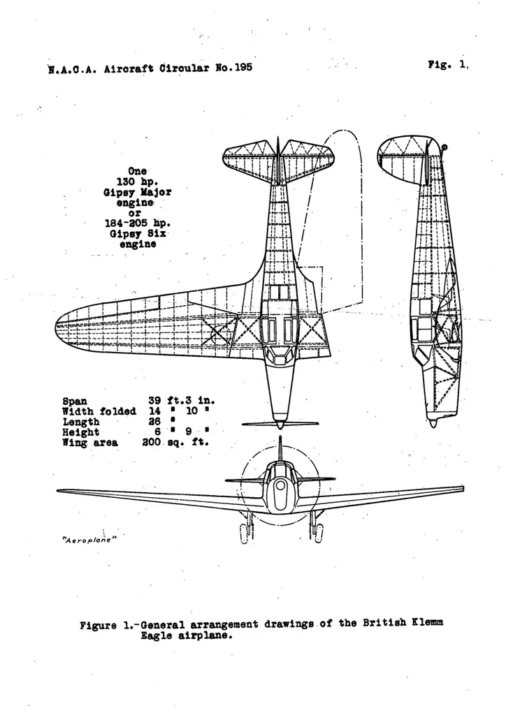 An illustration from The British Klemm "Eagle" commercial airplane : a low-wing cantilever monoplane, 1934, leaf 7