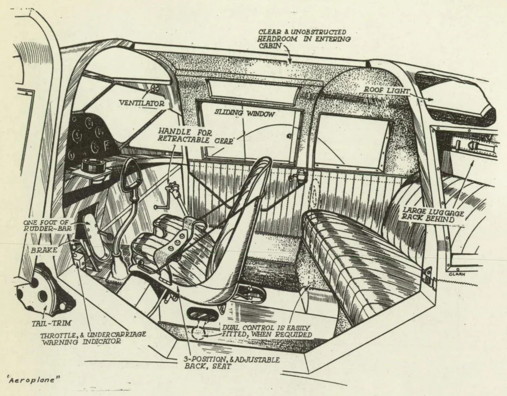 An illustration from The British Klemm "Eagle" commercial airplane : a low-wing cantilever monoplane, 1934, leaf 9