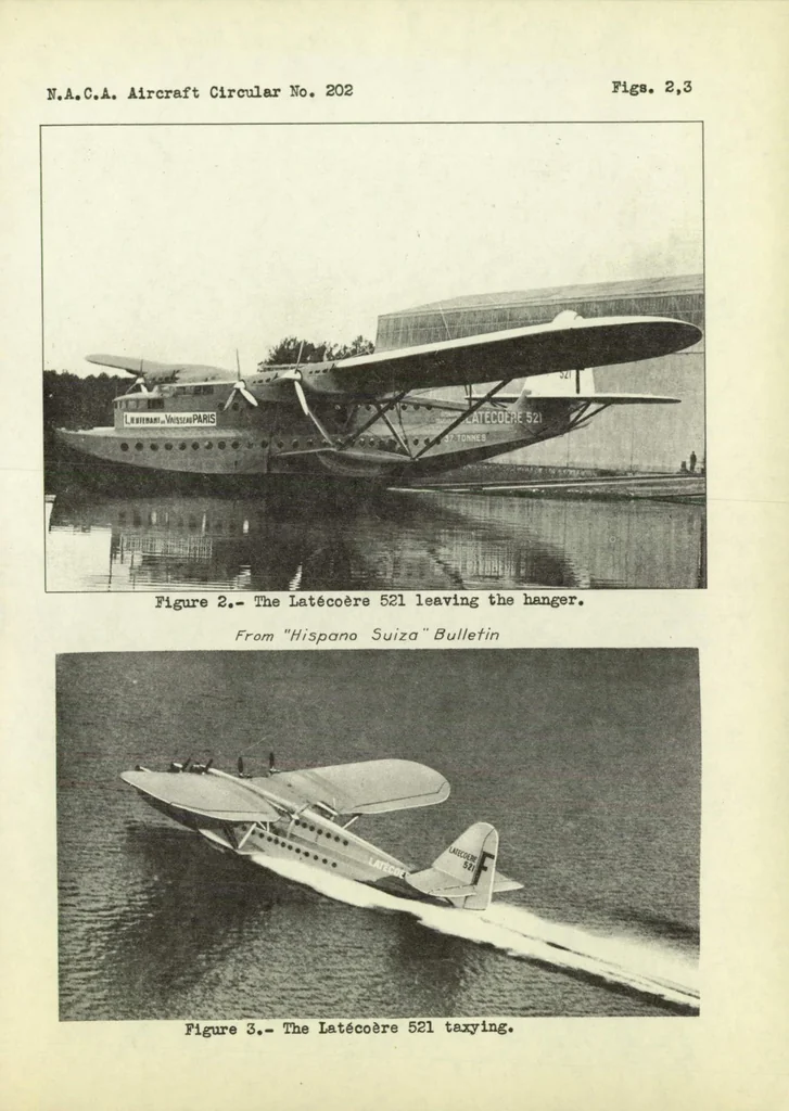 An illustration from The Latecoere 521 "Lieutenant De Vaisseau Paris" commercial flying boat (French) : a two-deck six-engine semicantilever sesquiplane, 1936, leaf 11