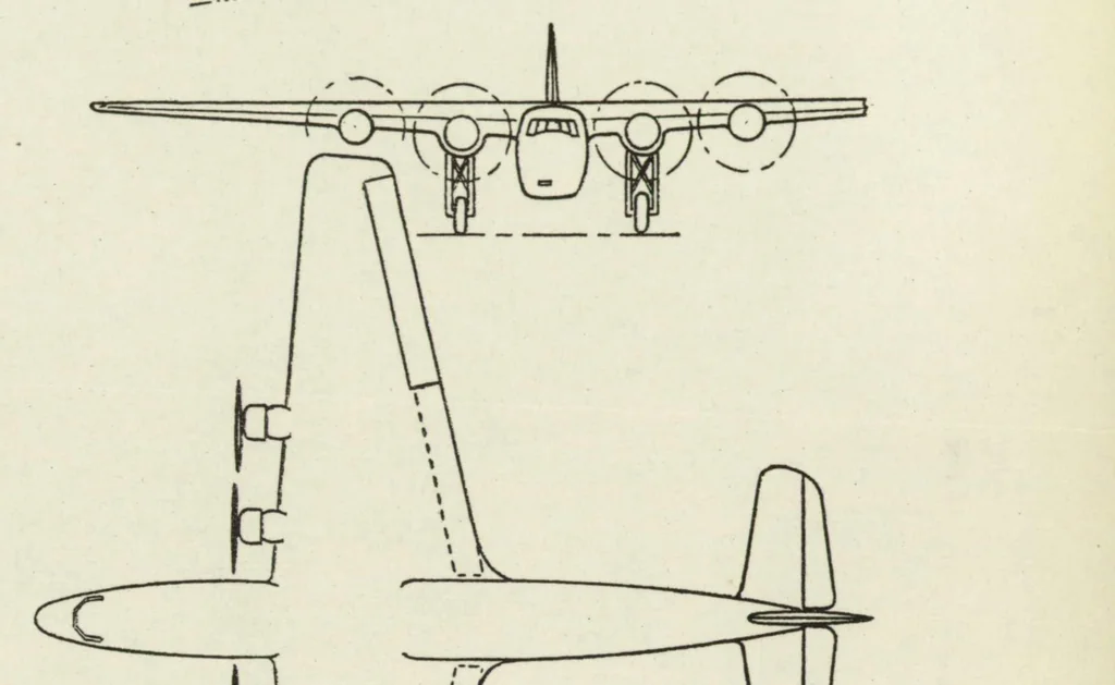 An illustration from Armstrong Whitworth 27 "Ensign" commercial airplane (British) : an all-metal high-wing monoplane, 1937, leaf 9