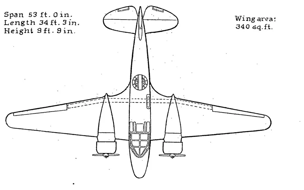 An illustration from The airspeed "Oxford" training airplane (British) : a two-engine cantilever monoplane, 1937, leaf 8