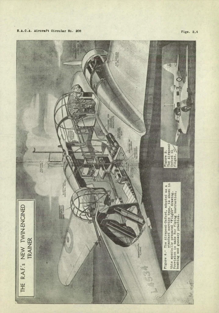An illustration from The airspeed "Oxford" training airplane (British) : a two-engine cantilever monoplane, 1937, leaf 9