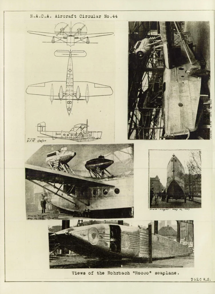 An illustration from The Rohrbach "ROCCO:" seaplane : new German commercial seaplane with two Rolls-Royce "Condor" engines, 1927, leaf 7