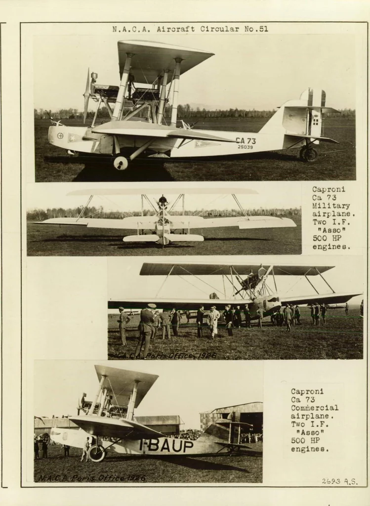 An illustration from Caproni airplane Ca 73 (commercial) and Ca 73 ter (military), 1927, leaf 7