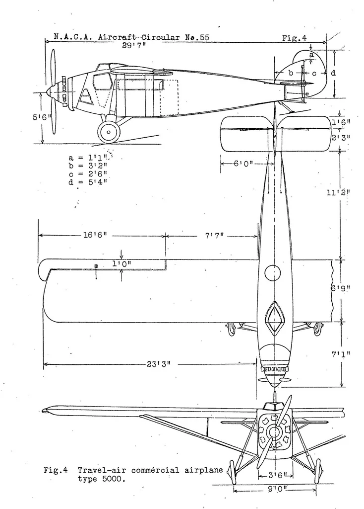 An illustration from Travel Air commercial airplane -- Type 5000, 1927, leaf 10