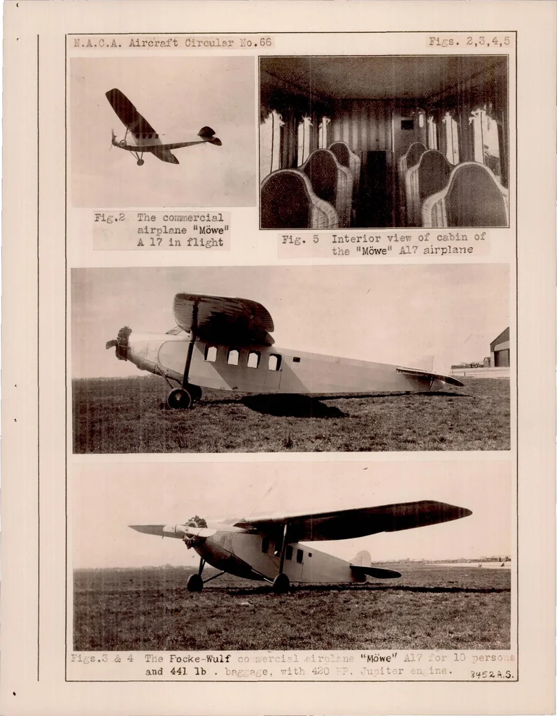 An illustration from Focke-wulf a 17 Commercial Airplane "mowe" (german), 1928, leaf 6