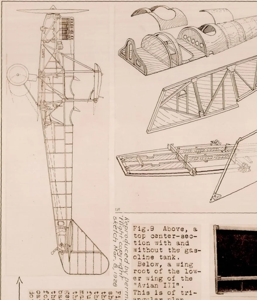An illustration from The Avro "avian III" Airplane (british), 1928, leaf 9