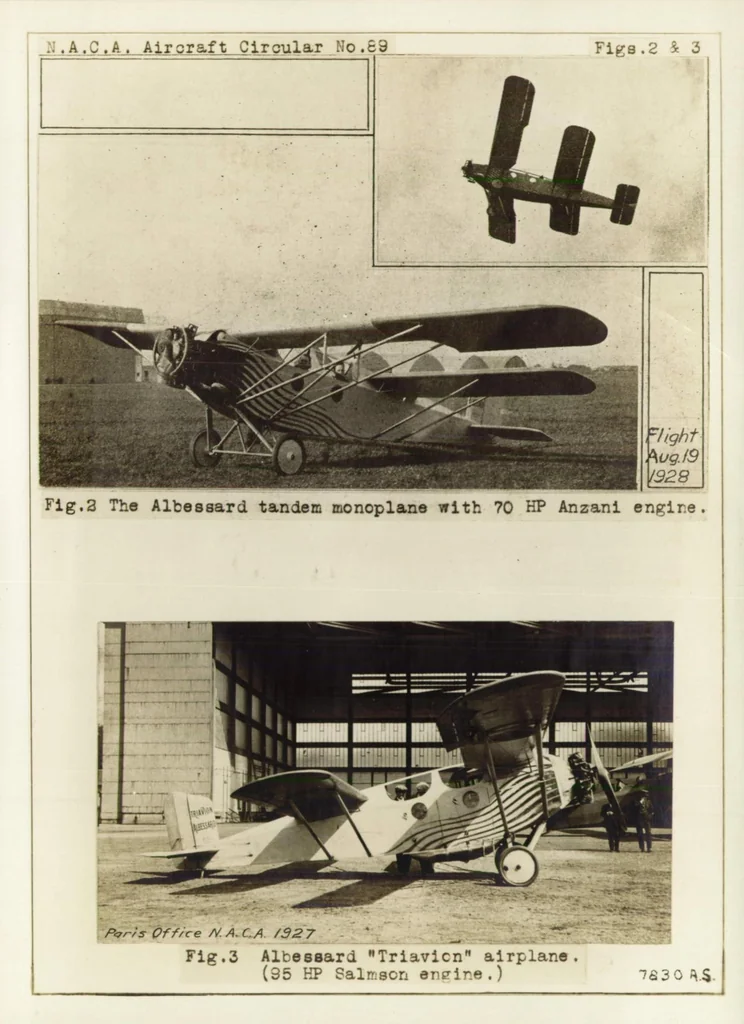 An illustration from Albessard "Triavion" Airplane (French) : A Two-Seat Tandem Monoplane, 1929, leaf 7