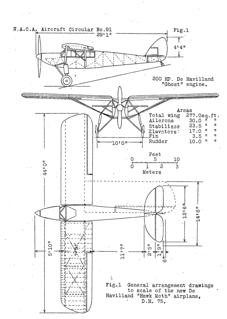An illustration from The De Havilland D.H. 75 "Hawk Moth" (British): Cabin Monoplane, 1929, leaf 7