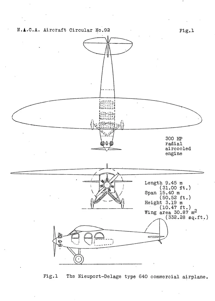An illustration from Nieuport-Delage 640 (French) : commercial high-wing monoplane, 1929, leaf 8