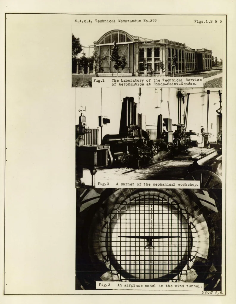 An illustration from The Belgian Aerotechnical Laboratory at Rhode-Saint-Genese, 1926, leaf 9