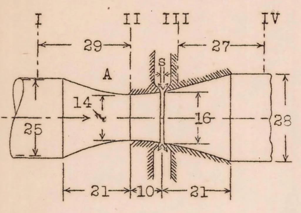 An illustration from Removing Boundary Layer by Suction, 1927, leaf 26