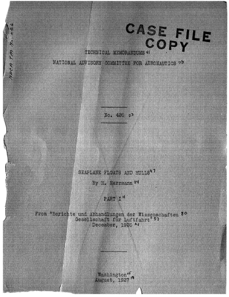An illustration from Seaplanes floats and hulls. Part I, 1927, leaf 0