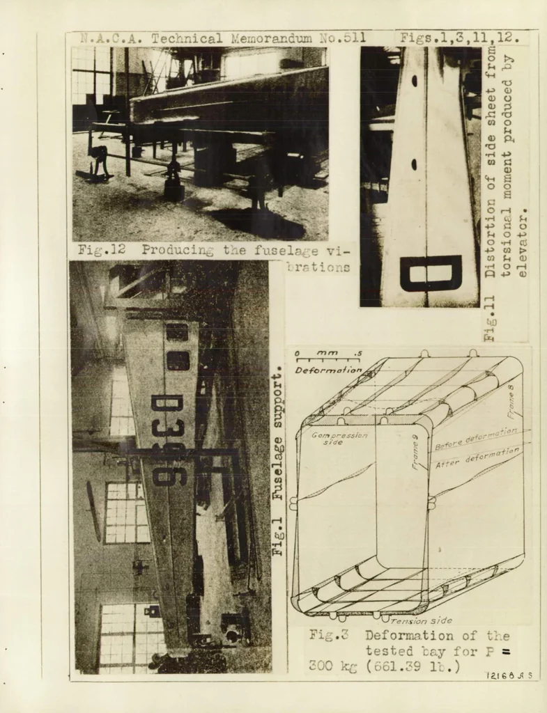 An illustration from On the Strength of Box Type Fuselages, 1929, leaf 12