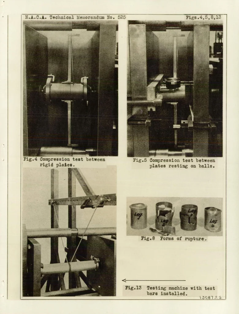 An illustration from Buckling tests of light-metal tubes, 1929, leaf 20