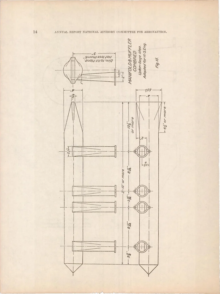 An illustration from Investigation of the Muffling Problem for Airplane Engines, 1920, leaf 15