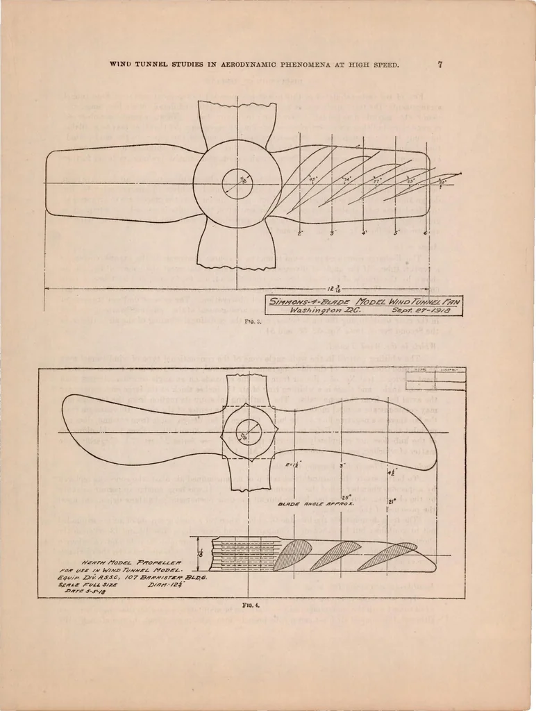 An illustration from Wind Tunnel Studies in Aerodynamic Phenomena at High Speed, 1921, leaf 9